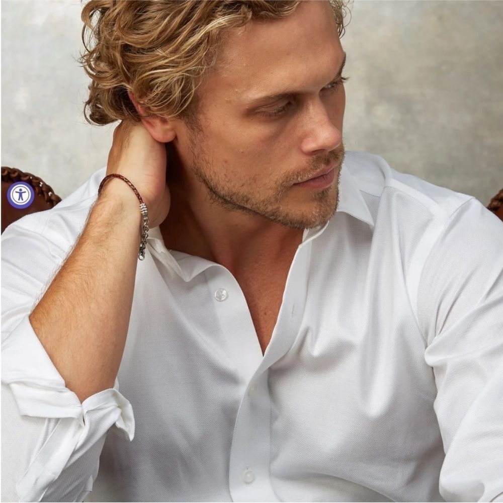 LORENZO UOMO SOLID TEXTURED DIAMOND THE PERFECT WHITE SHIRT Size 18